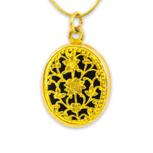 Thewa Black Oval Pendent