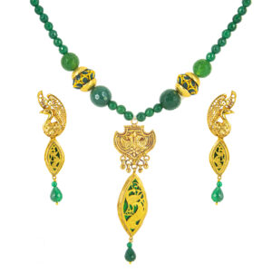 Thewa Green Chittai Peacock Set