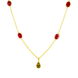 Thewa Pendent, Ruby Silver Chain