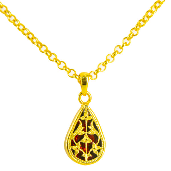 Thewa Pendent , Ruby Silver Chain