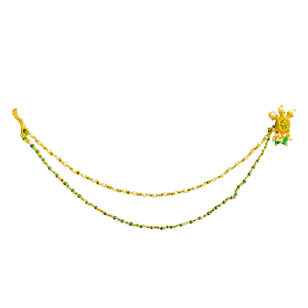 thewa-green-nosepin-with-chain-thewa-art-thewa-jewellery-thewa