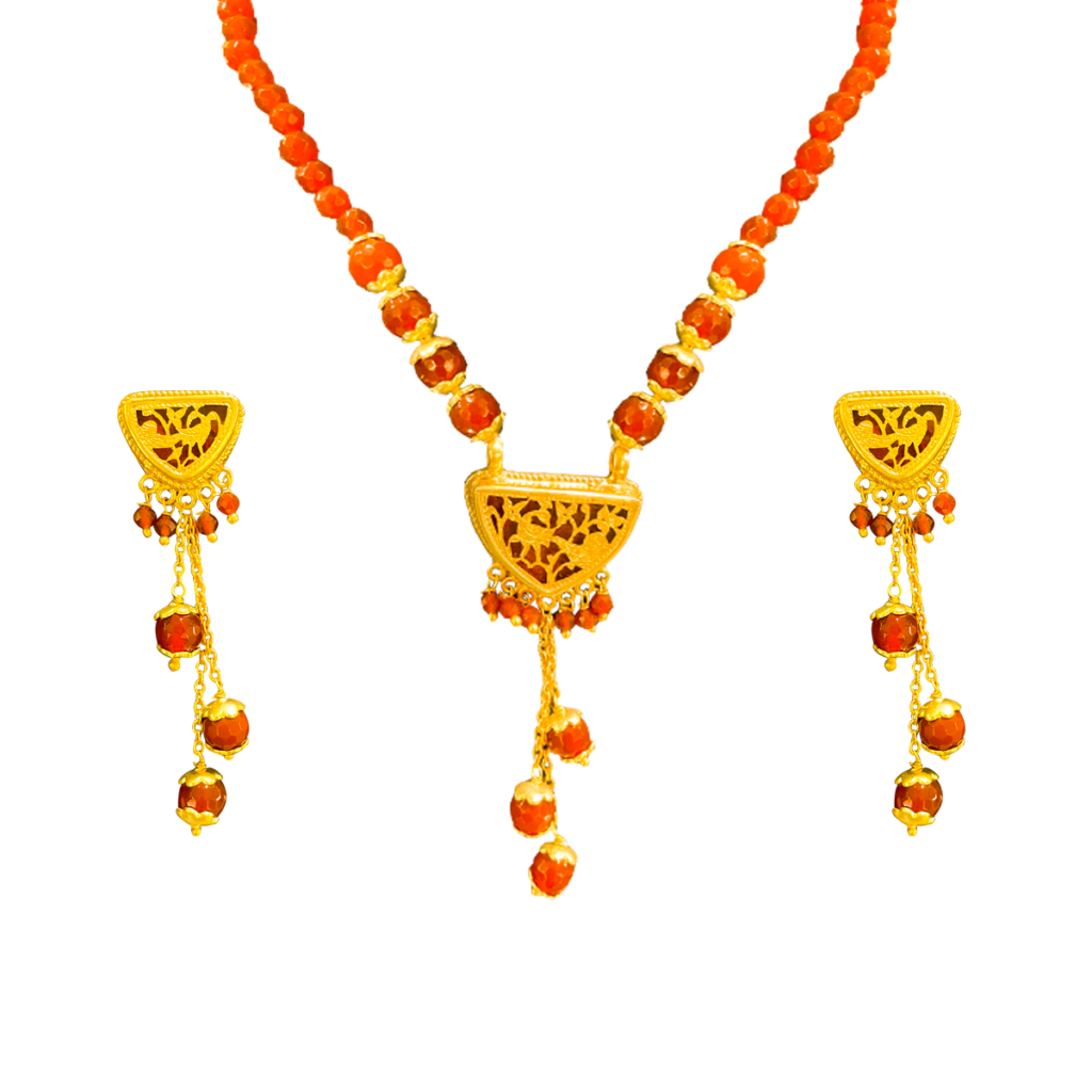 Thewa small red necklace set Thewa art Thewa Jewellery Thewa Art Jewellery Thewa set