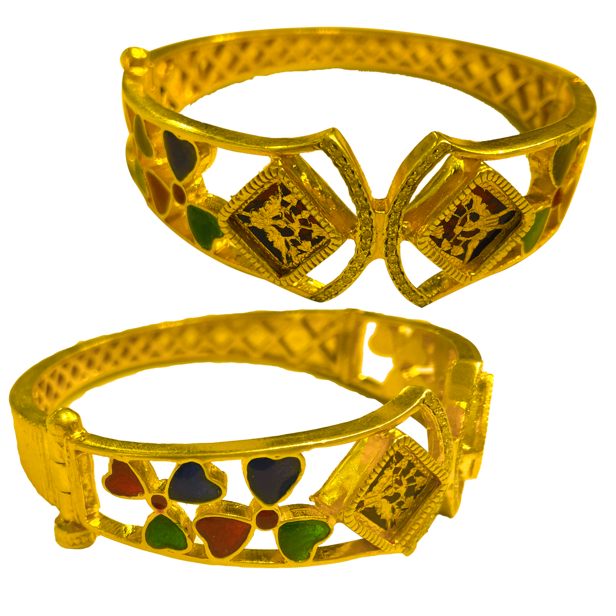 Thewa meenakari diamond fusion bangle