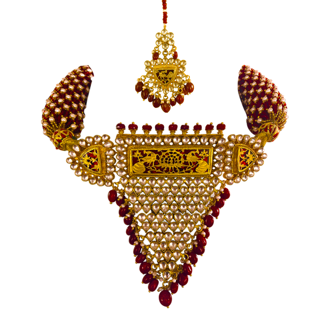Thewa Kundan Aad Necklace earrings