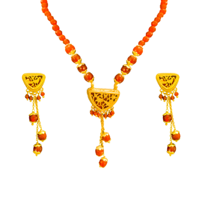 Thewa small red necklace set