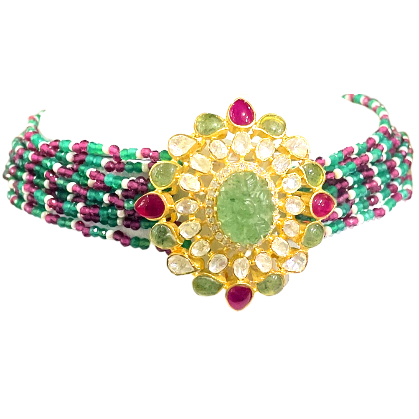 Silver Kundan EmlardNecklace set