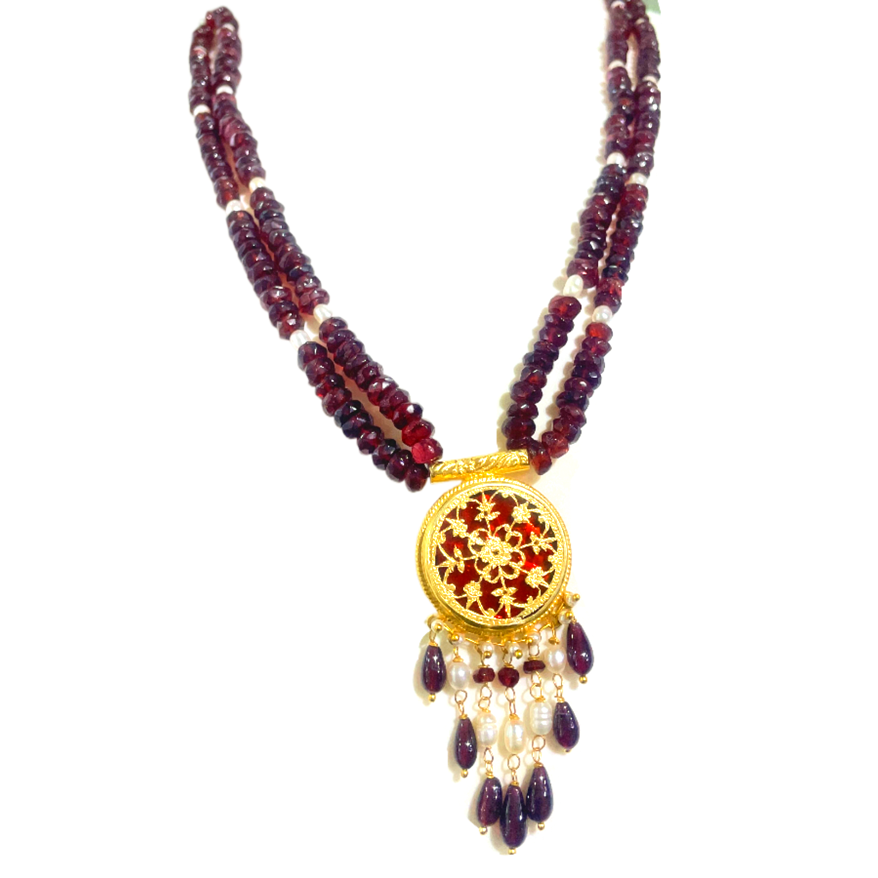 Silver Kundan Navratan Necklace set