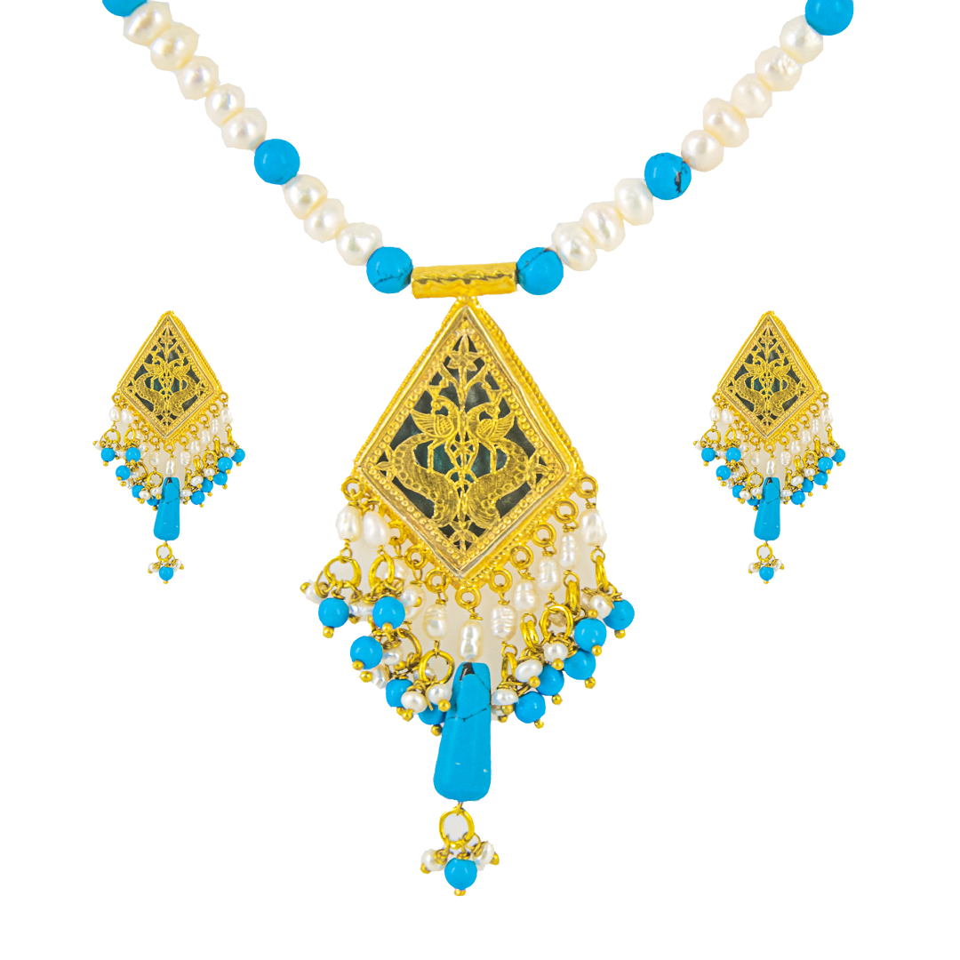 Thewa Medium Firozi set