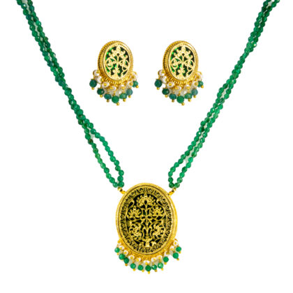Thewa Green Oval necklace set