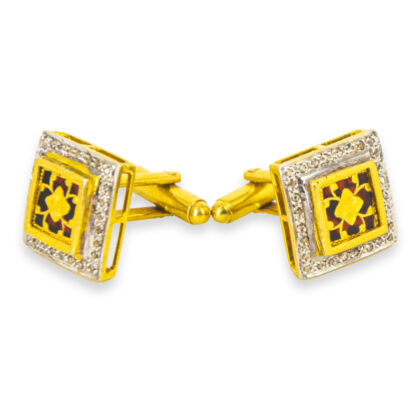 Thewa Square Red With Real Diamond,Men Cufflinks