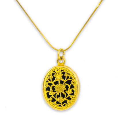 Thewa Black Oval Pendent