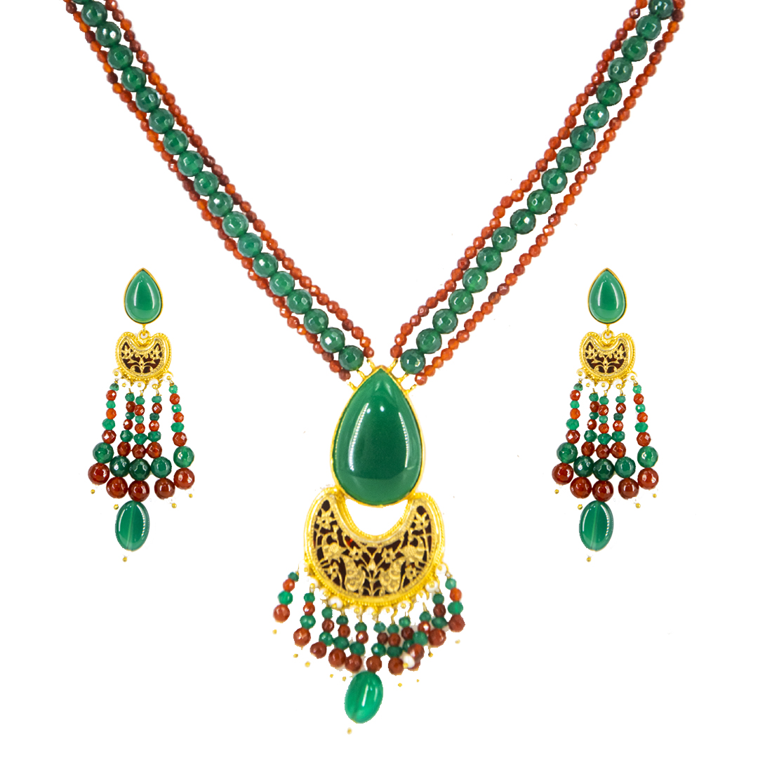 Thewa Red Green Onyx Set