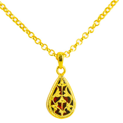Thewa Pendent, Ruby Silver Chain