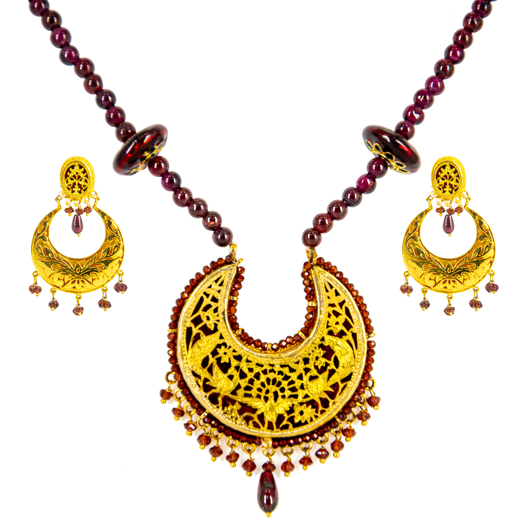 Thewa Chand Bali Red set