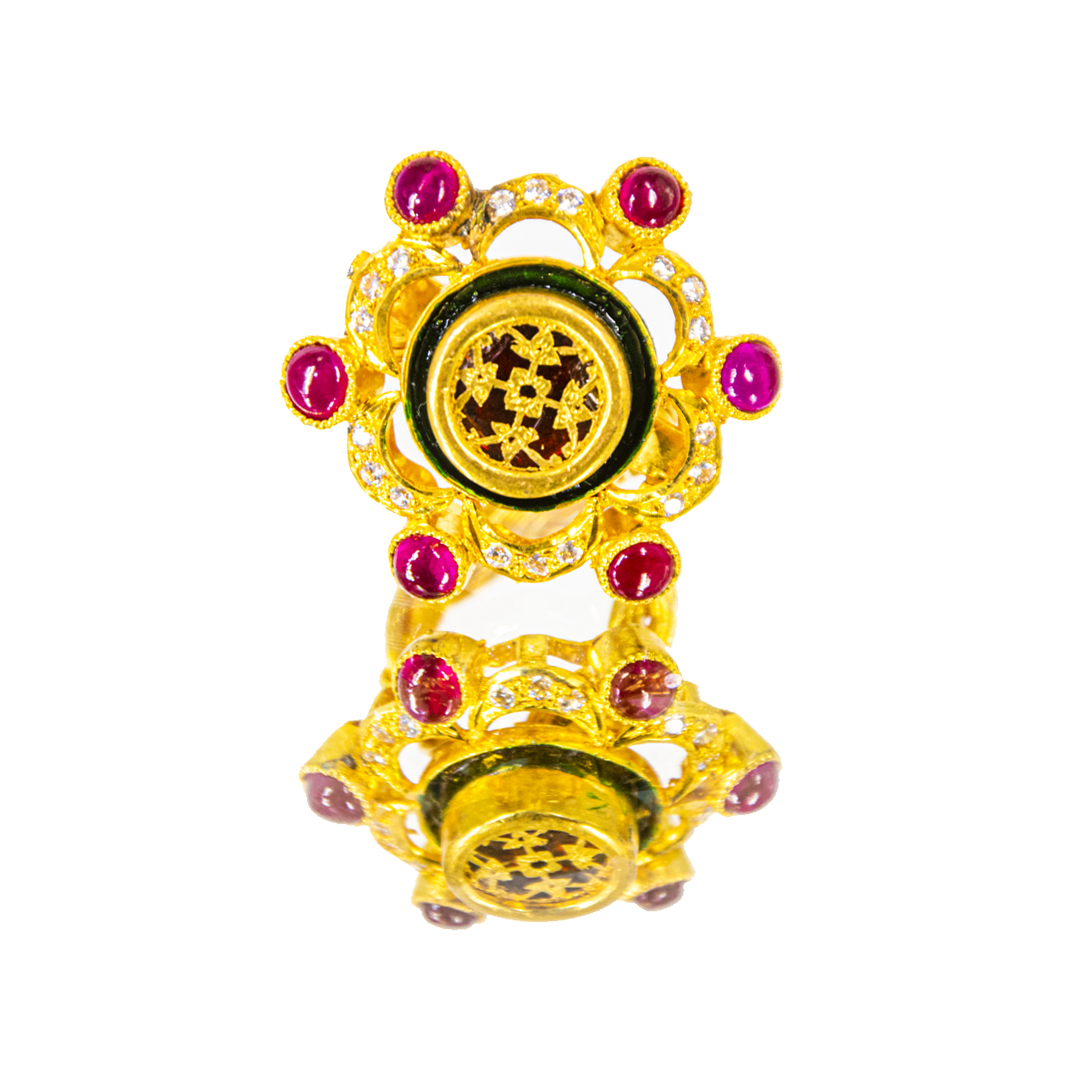 Thewa Diamond Ruby Cocktail Ring