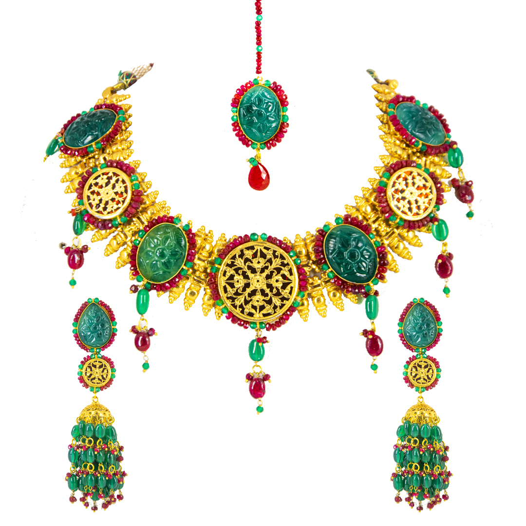 Thewa With Onyx Full Necklace