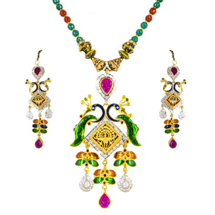 Thewa Back Meenakari Set