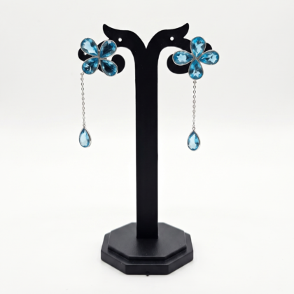 925 Silver Floral Drop Earrings