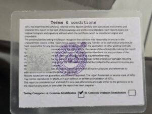 Lab Report of Gemstone back